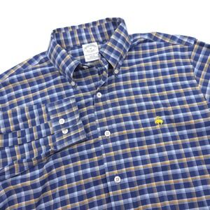 Brooks Brothers Men M Blue Slim Fit Original Polo Long Sleeve Shirt Button Logo